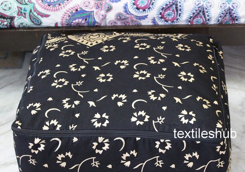 18" Mandala Square Ottoman Pouf Cover Indian Handmade Footstool Seating Cover - Picture 7 of 49