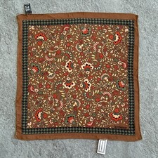 GIANNI VERSACE 80's brown silk pocket square handkerchief Floral print size 12"