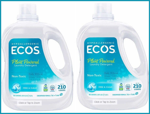 ECOS Liquid Laundry Detergent Free & Clear 210 Loads/210 fl oz x 2 Count HE Safe
