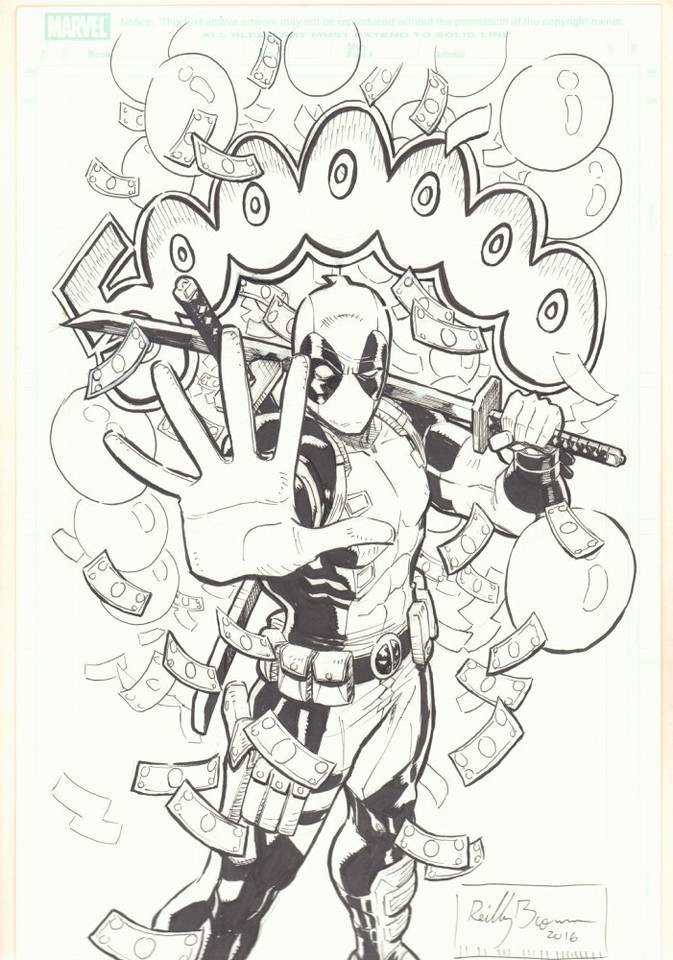 Deadpool Marvel's Instagram 5 Million Promo - 2016 art by Reilly Brown Comic Art