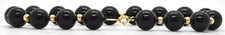 14k Yellow Gold Black Onyx Gemstone Black Balls Beaded String Estate Bracelet