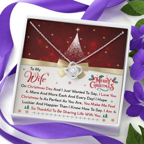 🎁 Christmas Message Card Jewelry Gift, Gift For Wife, Love Knot Pendant Gift! - Picture 2 of 27