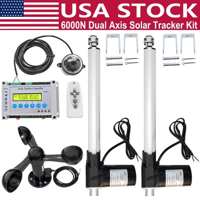 Complete Kit Dual Axis Solar Tracker Kits-6000N 2X12'' Stroke DC Linear Actuators