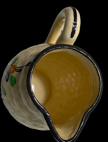 vintage Yu Shoten Majolica basket weave pitcher hand painted japan - Picture 10 of 19