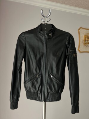 DOLCE GABBANA LEOPARD LEATHER BIKER JACKET FULL ZIP MADE IN ITALY