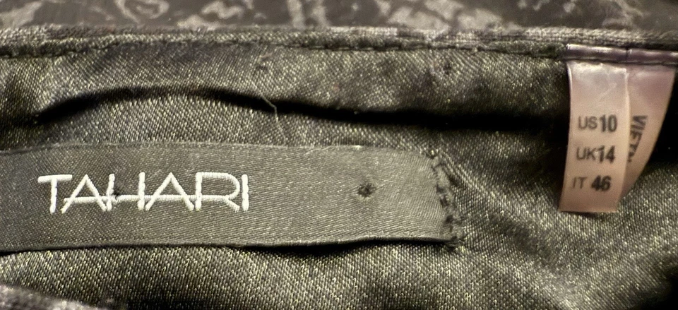 Falda para mujer Tahari gris estampado de encaje línea A hasta la rodilla talla 10 oficina de negocios Foto 3 de 3