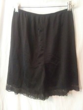 Cozee Corner L Black Silky Lace Nylon Pettipants Slip Pants Panties 7" Inseam pp