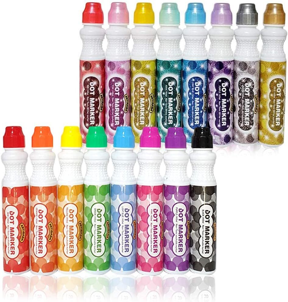 DOT MARKERS 8 COLOR PACK Easy Grip Fun Art Activity Beautiful Vivid Colors Easy 