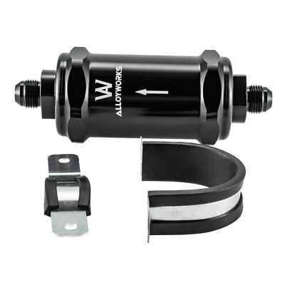 In-Line Fuel Filter -8AN In/Out with 10 Micron Replaceable Fiberglass Element