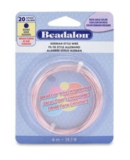 Beadalon Rose Gold German Style Wire, Silver Plated Rose Gold Wire 20 Gauge