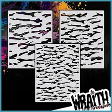 Jungle Camo Set #1 - Reusable Airbrush Stencil Template
