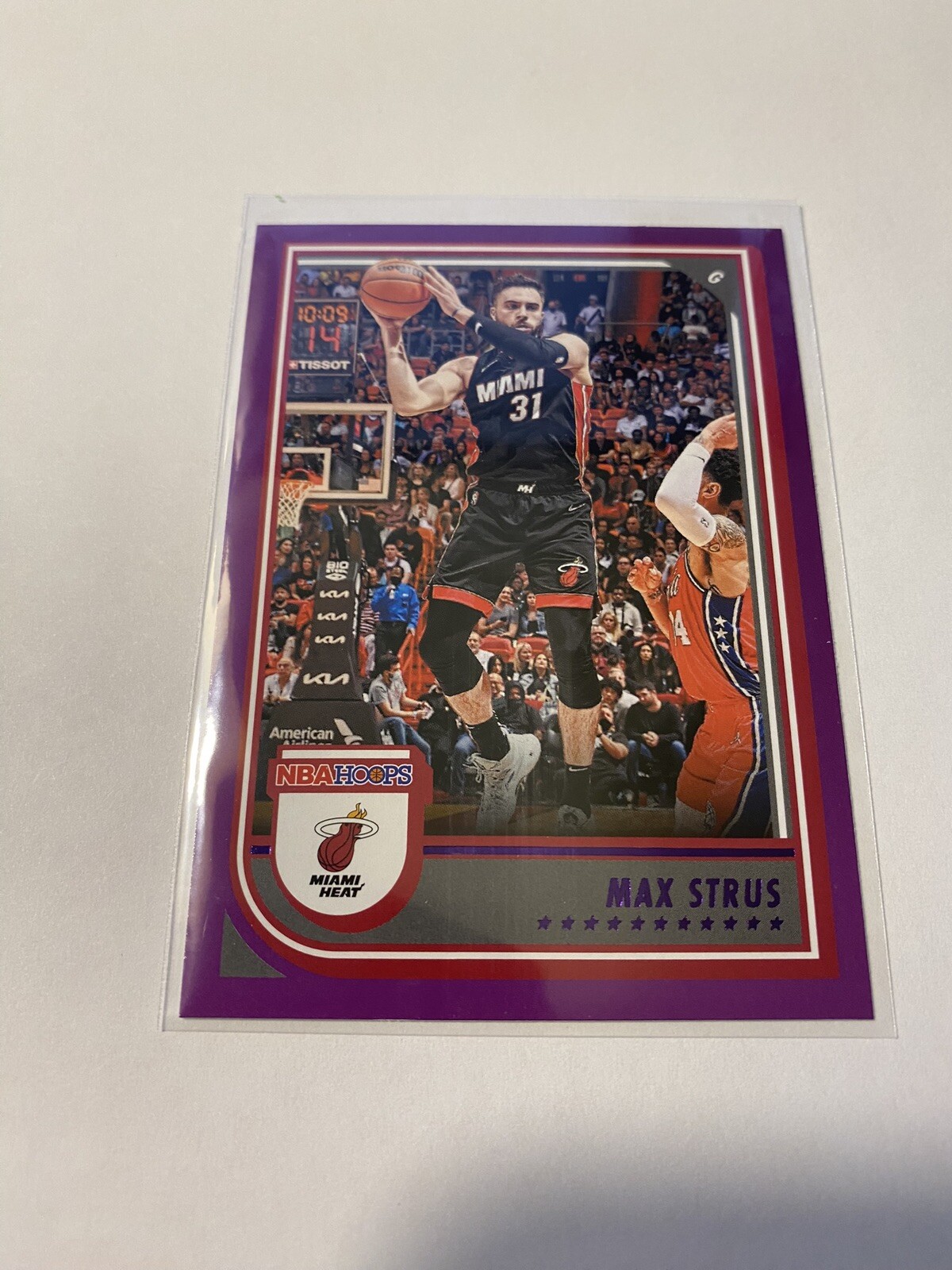 2022-23 Panini NBA Hoops #102 Max Strus. Purple Parallel SP.  Miami Heat
