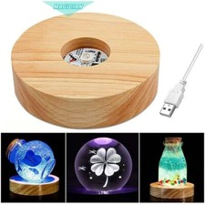 LED Night Light Wooden Round Base Holder Display Stand For Crystals Glass Ball◈
