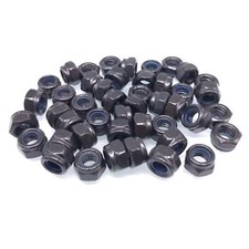 NJ STOCK 200x M6 x 1mm Self-Locking Nylon Insert Hex Nuts Black Carbon Steel