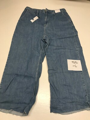 Ex TOPSHOP Crop Jeans in Blue UK 14 US 10 EU 42 W32 L30 (TS70-6) | eBay