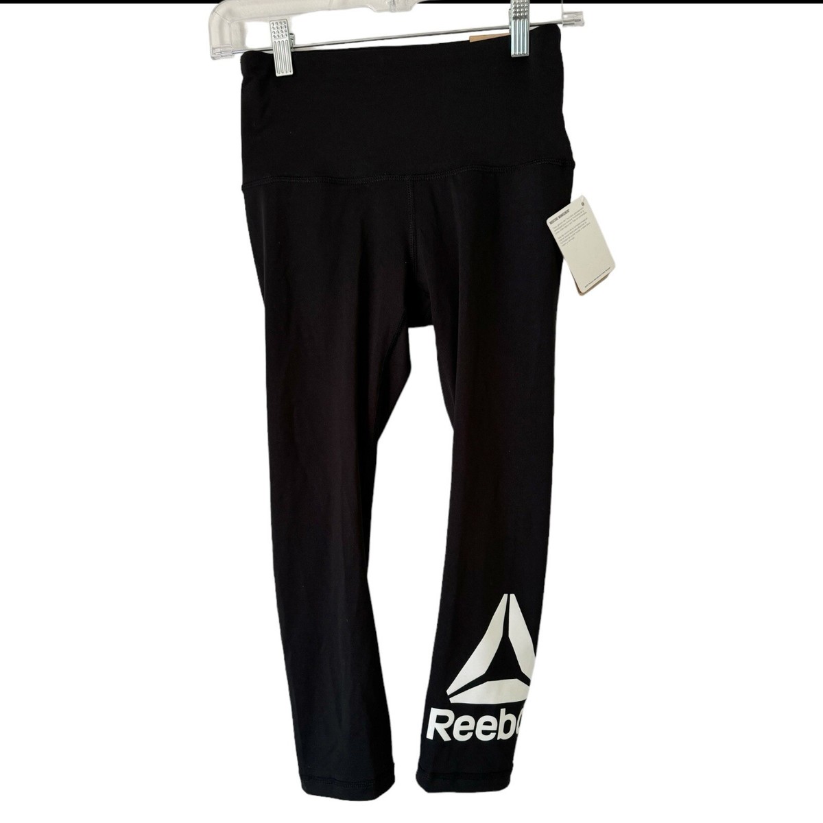Reebok Wanderlust Black Skinny Capri High Rise Logo Leggings