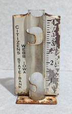 VINTAGE 4.5" Rain GAUGE Advertising Giveaway - Citizens State Bank in Webb, Iowa