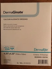 DermaGinate Calcium Alginate Dressing - Box of 10  4.25" x 4.25" Ref #00270E