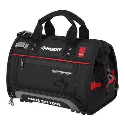 #ad Husky 16 in. Large Mouth Tool Bag with Parts Bin Zone 45 Pockets Heavy Duty $55.95