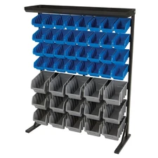 Strongway Single-Sided 47-Bin Bulk Storage Rack, 36-1/2in.W x 14in.D x 46in.H,