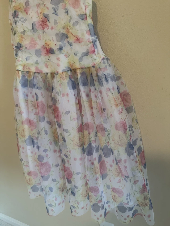 Vestido Blueberi Boulevard Niñas 12 Fiesta Colorido Acampanado Floral Botón Sin Mangas Foto 4 de 4