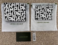 Set of 2 Longchamp Le Pliage Logo Leather Billfold Wallet Card Case Black White