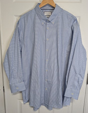 Charles Tyrwhitt Dress Shirt Men's 19 Blue Button Down Long Sleeve Striped