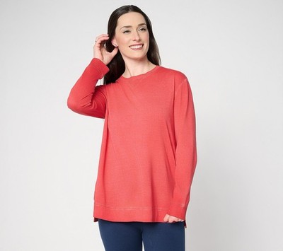 LOGO Principles by Lori Goldstein Overdyed Long Sleeve Top Size M Burnt Rouge