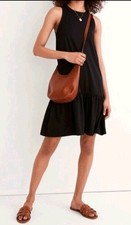 Madewell Women's Brightside Ruffle Hem Tank Mini Dress Cotton sz M Black