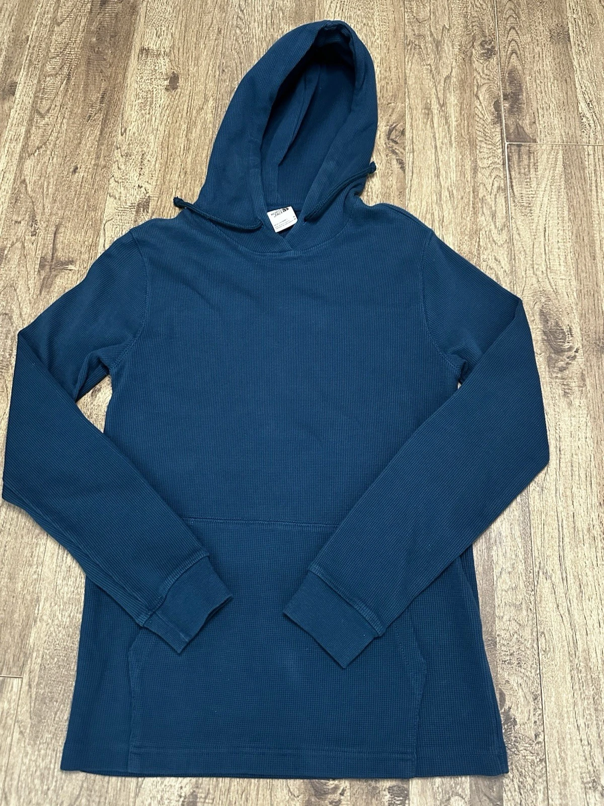 The North Face Waffle Knit Hoodie Men’s Medium Dark Blue Thermal Hooded Pullover