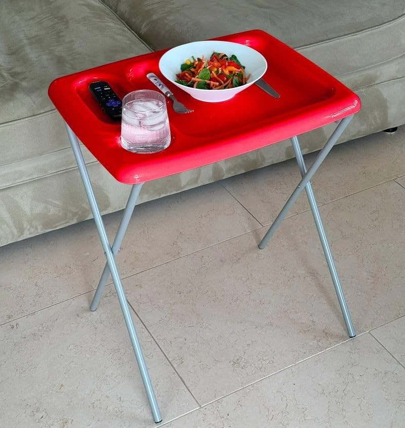 Mesa Bandeja TV Plegable (Juego de 2), Rojo Brillante, 17 x 22 x 26 pulgadas, Portátil I... Foto 2 de 4