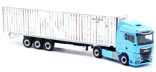 Herpa 958066 Man Tgx Gm Lkw Container Sattelzug Sondermodell Blau Weiß 1:87 H0-image