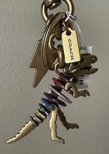 NWT COACH REXY GOLD BAG CHARM FOB MULTI COLOR GLITTER DETAIL 29586