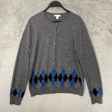 Cardigan Preppy Academia lana merino Argyle maglia bottoni davanti grande scuola