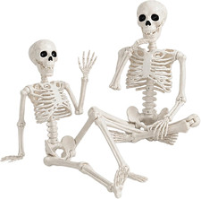 2Pcs Halloween Skeleton Decorations,36" Posable Human Skeleton Decorations for H