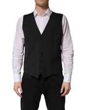 Dolce & Gabbana Black Wool Dress Men Formal Waistcoat Men's Vest Authentic