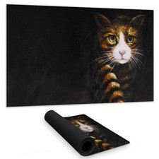 Begin Home Decor C1DM14240ULVR5 14 x 24 in. Discreet Cat White Desk Mat - Sty...