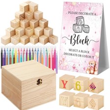 136 Pcs Baby Shower Blocks to Decorate Game Kit Includes 98 Wooden Blocks, 36...