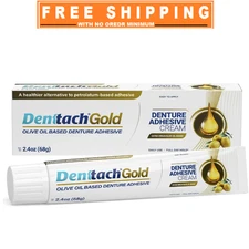 Denttach Gold Denture Adhesive, Petroleum Free Olive Oil Based Denture Glue