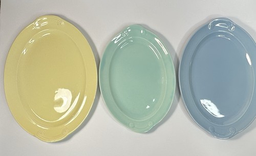Taylor Smith & Taylor LuRay Pastels Oval Ceramic Platters 3 Vintage American Co