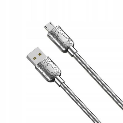 USB-MicroUSB Cable 1m 2.4A Silver, Fast Charging