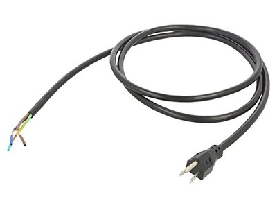 311024-01 Kabel NEMA 5-15 (B) SteckerKabel PVC 2m schwarz 3x14AWG 15A Qualtek E