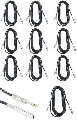 10x 6 m Klinke Klinken Kabel 6,3 mm Verlängerungskabel Mono PACCS Black Gold Tip