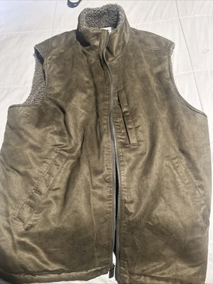 Rainforest Brown Sherpa Vegan Suede Vest Men XL Hiking Outdoors Gorpcore Country
