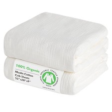 100 Organic Cotton Muslin Baby Fitted Crib Sheets 52x28 Inches 2 Pack White,
