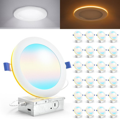 Sunco 24 Pack 6 Inch LED Recessed Light with Night Light, Canless Recessed Light