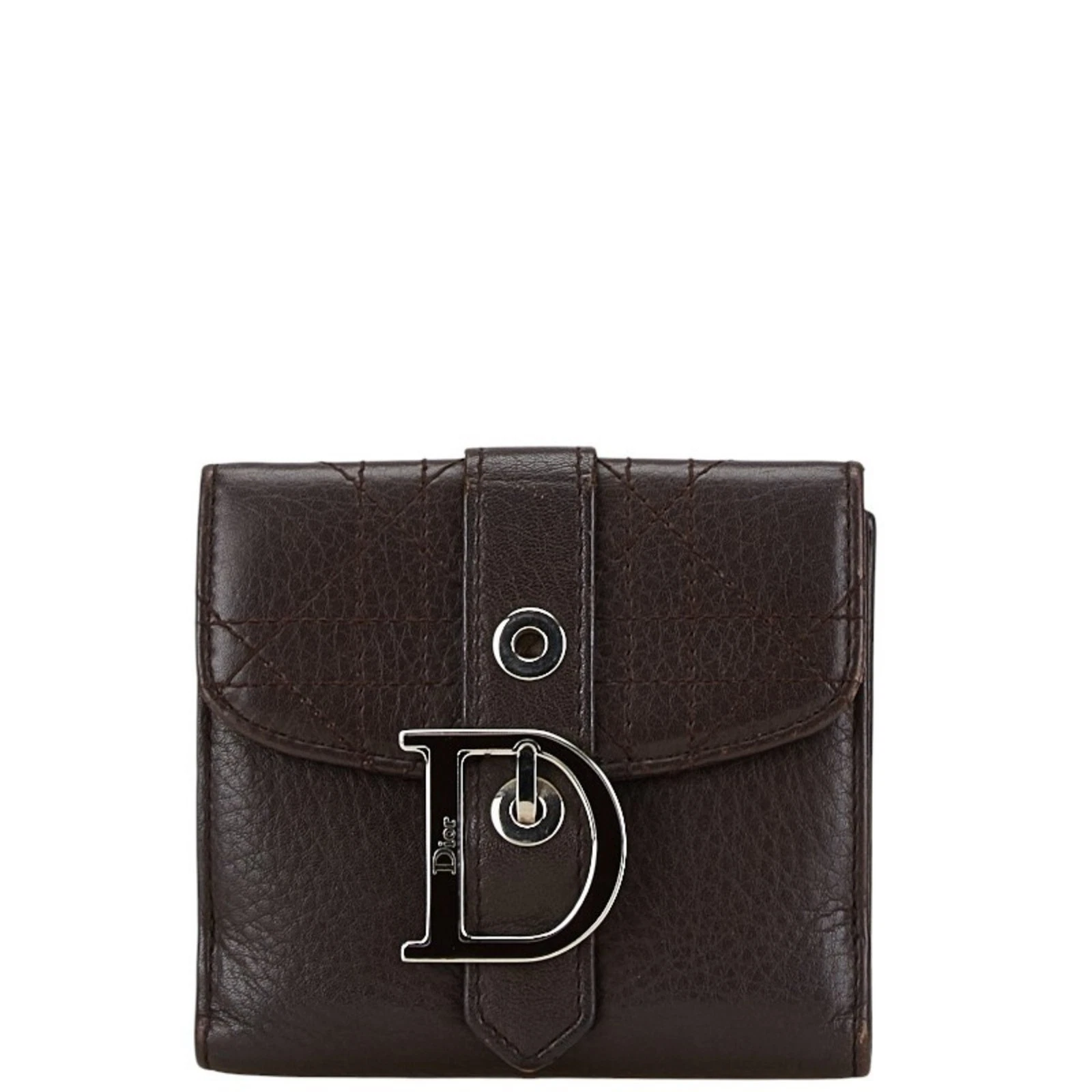 Christian Dior Dior Cannage Stitch avec Portefeuille Bi Pli en Cuir Marron... GZl17yf1