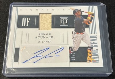 2021 Panini National Treasures Ronald Acuna Jr Game Gear Relic Auto #d 16/25 SSP