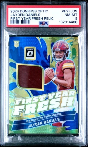 2024 Donruss Optic Jayden Daniels #FYFJDS First Year Fresh Rookie Card PSA 8