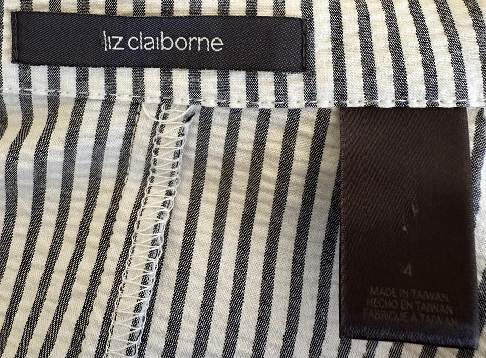 Traje de mujer Liz Claiborne gris/blanco Seersucker talla 4 nuevo sin etiquetas Foto 4 de 4